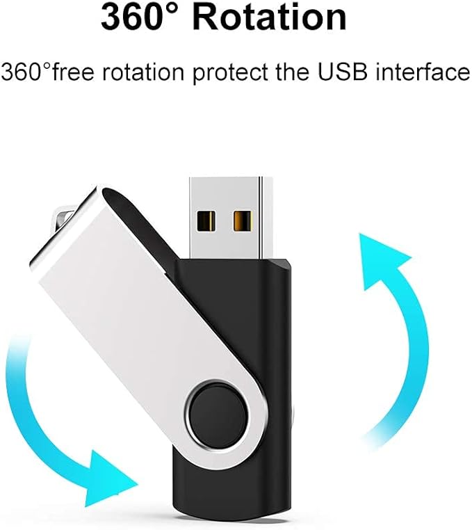 JUANWE 4GB USB Flash Drive 100 Packs, 2.0 Bulk Thumb Drives USB Stick with 360° Swivel Shell, Mutipack Jump Drives Memoria USB for Data Storage/Files Backup/Data Transfer on PC/Tablet/Mac - Black