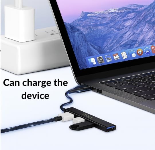 MINT USB-C Hub 4-Port Compact Adapter – 1× USB 3.0 High-Speed + 3× USB 2.0, Ultra-Slim Portable Splitter for Laptop, MacBook, PC