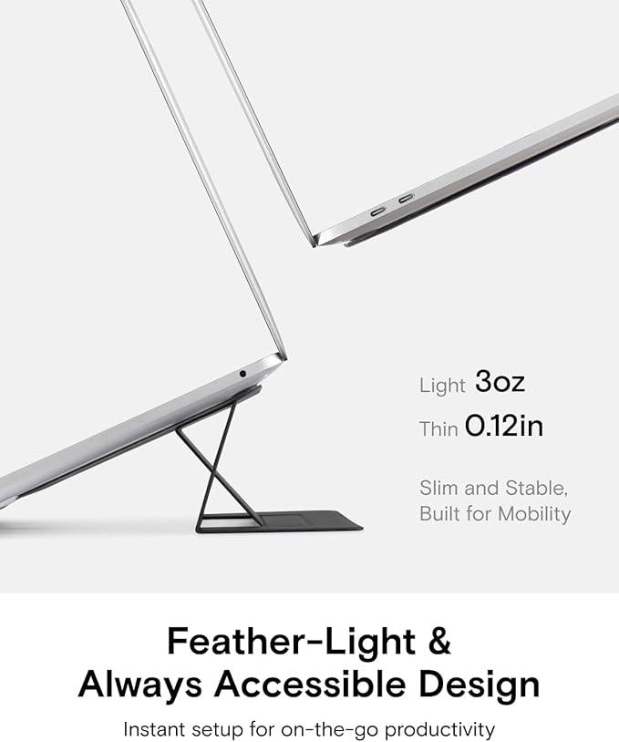MOFT Laptop Stand for Desk, Adhesive MacBook Computer Stand with 2 Adjustable Viewing Angles, Foldable and Portable Laptop Riser Compatible with 11"-16" Laptops, Misty Cove(Adhesive Version)