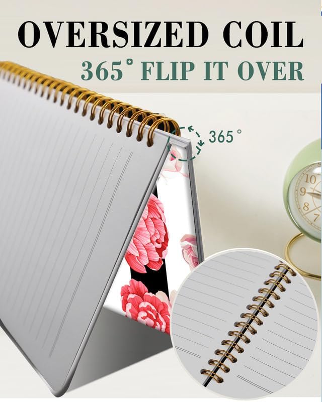 Spiral Journal Notebook,A5 Hardcover Lined Journals for Women Girl 6 x 8.3 in,120 Pages Thick Paper,Cute College Ruled Writing Notebook for Gifts Office Work School(Peony Rose)