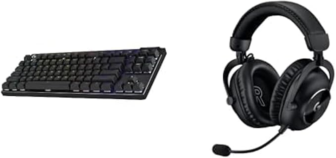 Logitech G Pro X TKL Lightspeed Wireless Gaming Keyboard, Clicky + G Pro X 2 Lightspeed Wireless Gaming Headset Bundle - Black