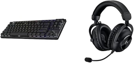 Logitech G Pro X TKL Lightspeed Wireless Gaming Keyboard, Clicky + G Pro X 2 Lightspeed Wireless Gaming Headset Bundle - Black
