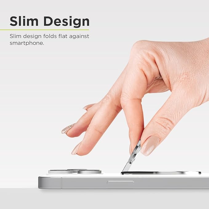 PureGear Magnetic Phone Grip Ring Stand, Magnetic Phone Ring Holder for MagSafe iPhone 16, 16Pro, 16Plus, 16ProMax, 15, 15Plus, 14, 14Pro, 14Pro Max, 13, 12, Adjustable Kickstand (Chrome Silver)