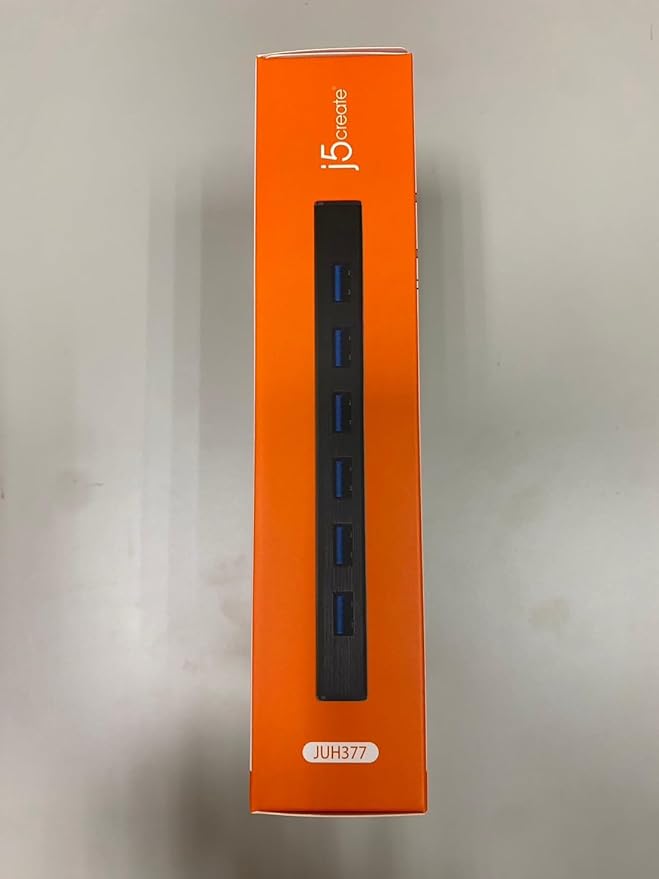 j5create 7-Port Powered USB 3.0 Data Hub with 3.3 ft Extended Cable [20W Power Adapter Included] for Mac, MacBook, Windows, Laptop, Surface, XPS, PC (JUH377)