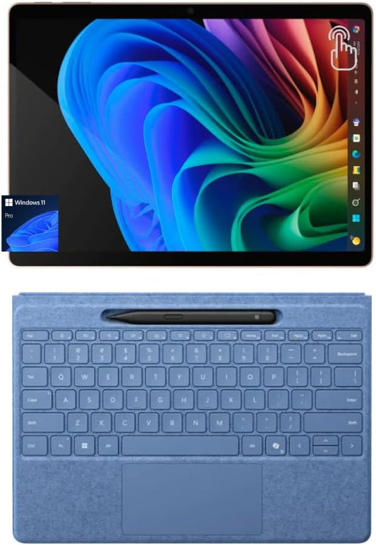 Microsoft Surface Pro 2-in-1 Tablet with Sapphire Flex Keyboard and Slim Pen, 13" Touchscreen Display, Snapdragon X Plus, 16GB RAM, 1TB SSD, Copilot+ PC, Alcantara Keyboard, Win 11 Pro, Dune