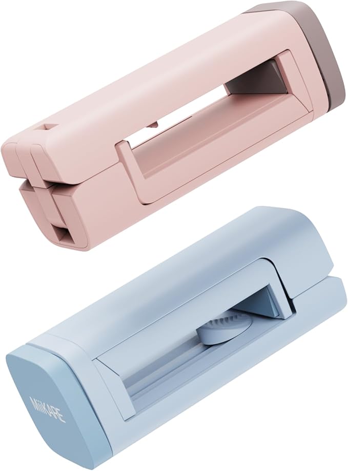 MiiKARE Travel Essentials Airplane Phone Holder, Universal Handsfree Phone Mount for Flying with 360 Degree Rotation, Travel Must Haves Phone Stand for Desk, Tray Table, Pink&Blue