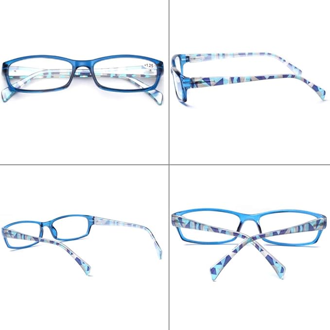 Henotin 5-Pack Reading Glasses Blue Light Blocking Anti Eyestrain Computer Reading Glasses for Women and Men Readers (Mixed color, 1.25)