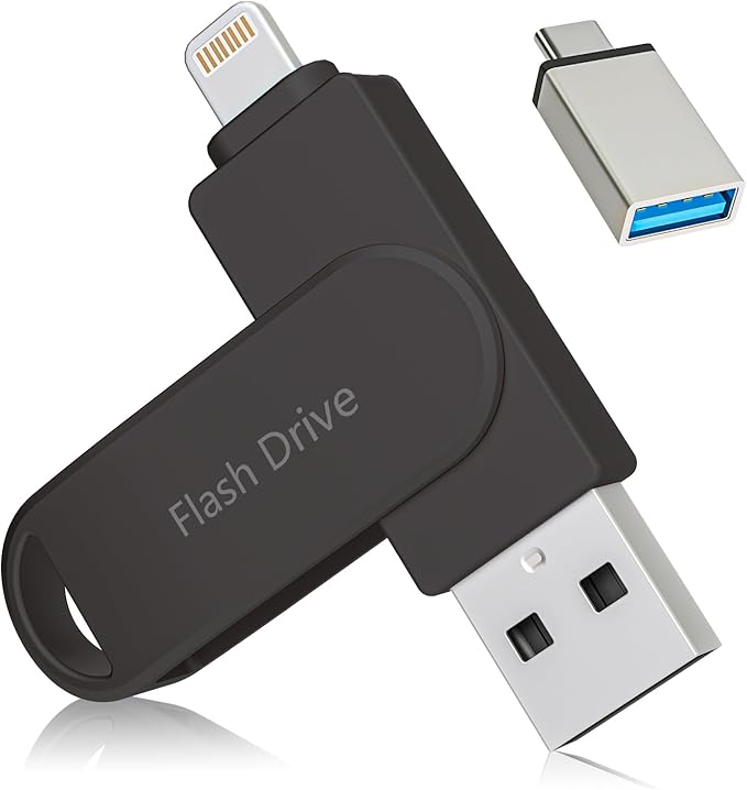Apple MFi Certified Flash Drive 512GB, Photo Stick for iPhone Memory Stick for Photo/Video Backup Stick, High-Speed USB Thumb Drive for iPhone Storage Compatible for iPhone/iPad/Android/PC (Black)