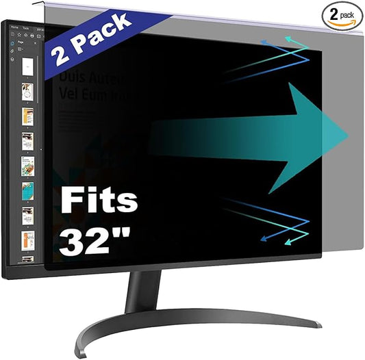 [2 Pack] 32 Inch Hanging Computer Privacy Screen Protector Shield Compatible for 16:9 Widescreen Desktop Monitor - Anti-UV & Blue Light Filter - Hanging Design for Easy On/Off