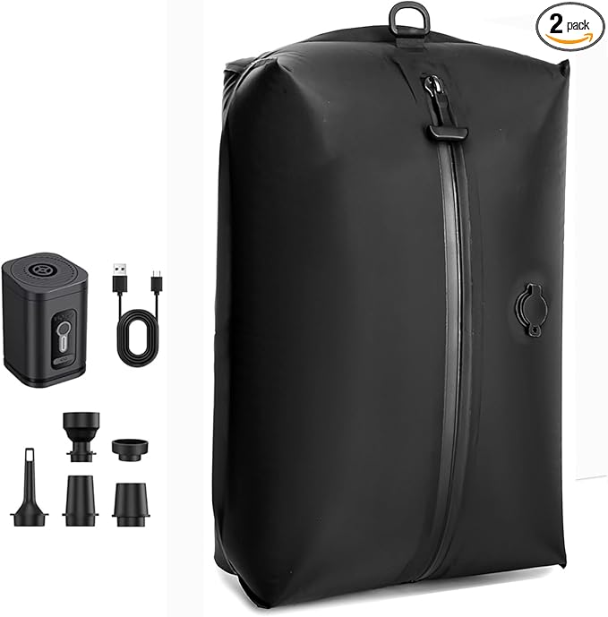 34L Vacuum Bags for Travel Luggage with Pump, Reusable Space Saver Waterproof Compression Bags for Suitcase,Backpack, Vacuum Seal Packing cube for Storage Organizer Cloth(1bag+1pump-34L)