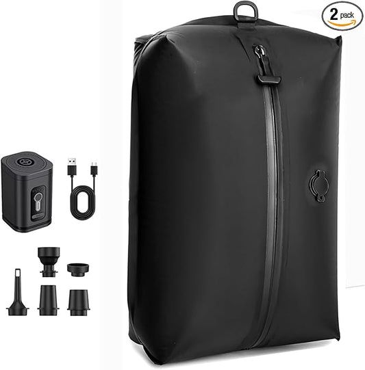 34L Vacuum Bags for Travel Luggage with Pump, Reusable Space Saver Waterproof Compression Bags for Suitcase,Backpack, Vacuum Seal Packing cube for Storage Organizer Cloth(1bag+1pump-34L)