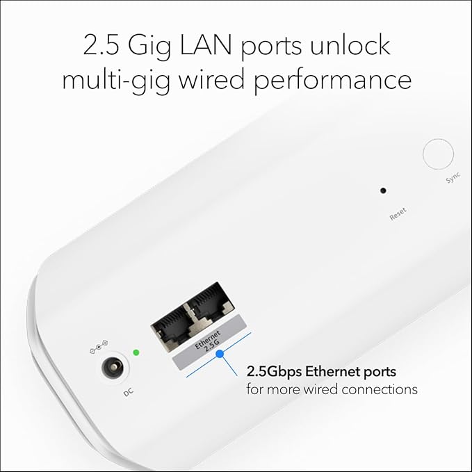 NETGEAR Orbi 770 Series Tri-Band WiFi 7 Mesh Add-on Satellite (RBE770) – Works with Orbi RBE772 and RBE773, Security Features, Up to 11Gbps, Covers up to 2,750 sq ft, 2.5 Gig LAN Ports