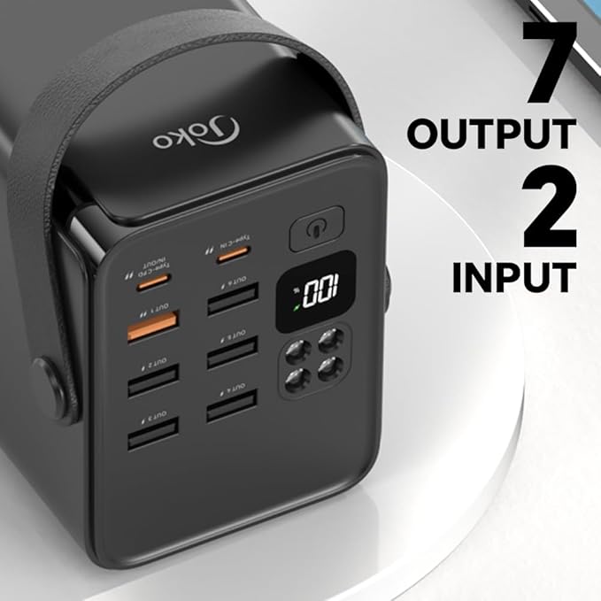 JOKO 70000mAh Power Bank High Capacity 20W PD 3.0 Fast Charging 22.5W Max Large Power Bank,7 Outputs 2 Inputs,LED Display,USB-C Battery Packs for iPhone, Samsung, Outdoors，Camping