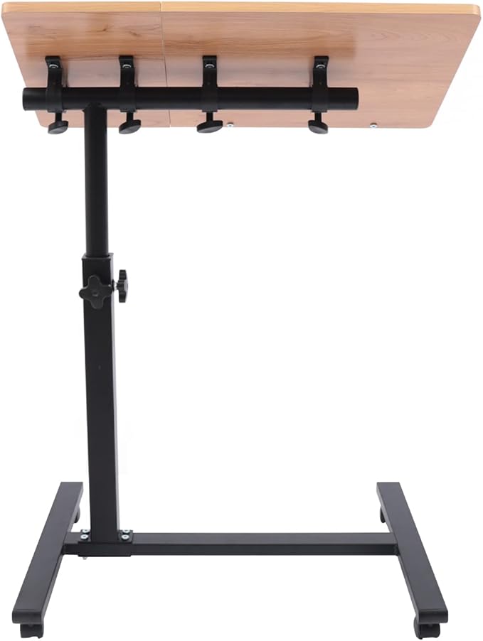 Mobile Laptop Table Adjustable Overbed Bedside Table Rolling Standing Laptop Desk Tilting Overbed Table with Wheels Height Adjustable Tray Table for Bed Sofa
