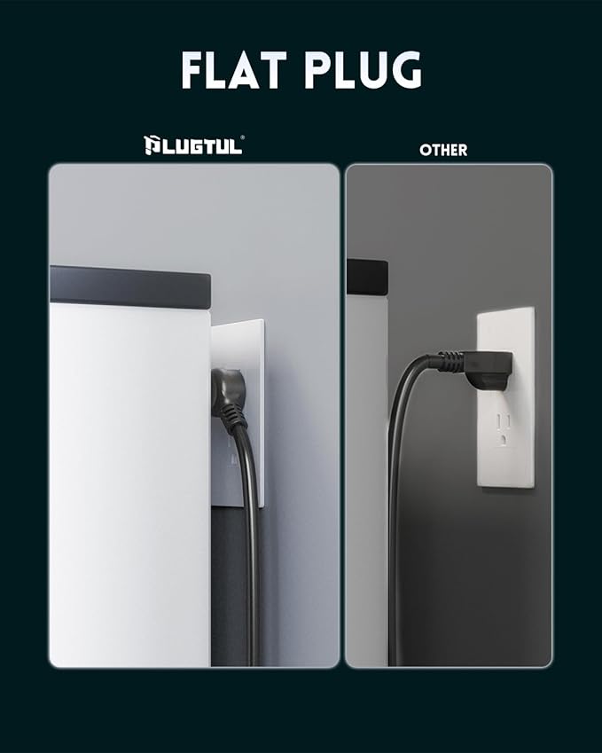 Surge Protector Power Strip 25FT(4080J), PLUGTUL Surge Protector with 12 Outlets - Spacious Design for Large Plugs, Flat Plug, 20W USB C Charging for Home, Office, ETL Listed