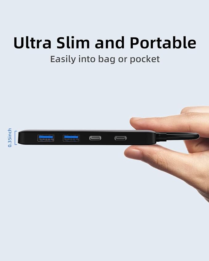 Dual USB C USB A 3.0 Hub: USB Hub 4 Ports with 2* USB-C 3.0 and 2* USB-A 3.0, Ultra Slim Portable USB Splitter Adapter for Laptop, PS4, Flash Drive, HDD, Xbox, Printer, Mouse, Keyboard, Computer