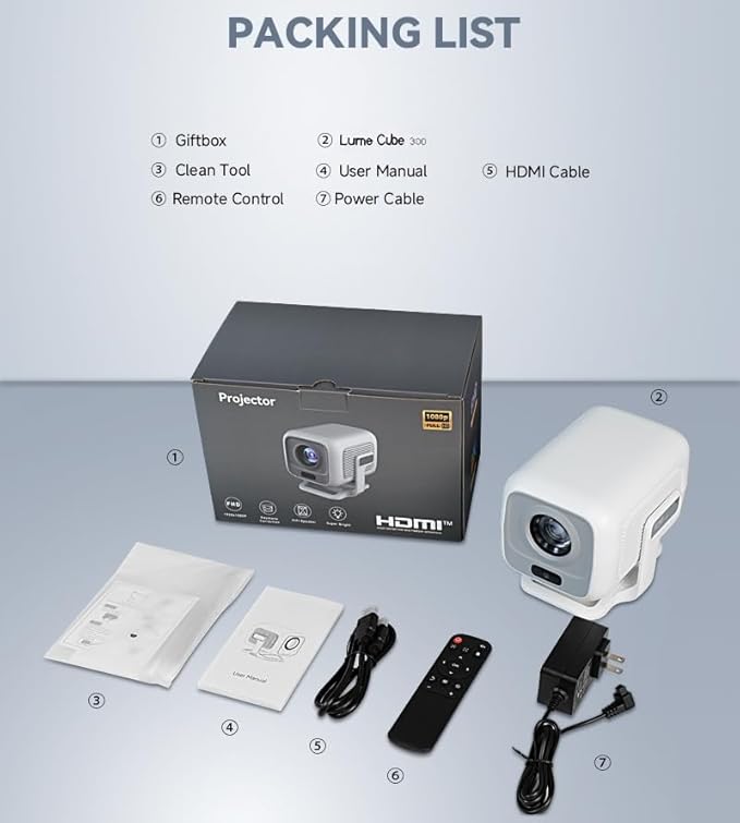 Smart Projector Android OS, Native 1080P Full HD 4K Support 12000 Lumens, Built-in Apps, Electric Focus & Auto Keystone Portable Projector with Dolby Sound, WiFi&Bluetooth, Compatible with iOS/HDMI