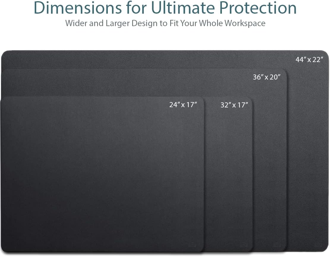 Vine Creations Leather Desk Mat 32" x 17", Desk Protector Mat, PU Leather Desk Pad, Large Mouse Pad, Desk Blotter, Desk Pads on Top of Desks, Desk Matt for Desktop, Home Office Desk Mat (Black)