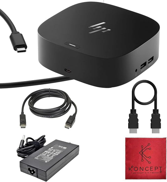 HP Docking Station for Laptop Dual Monitor and Charging - 5TW10AA / 5TW10UT / 5TW10AA#ABB USB-C G5 Dock with 120W + HDMI Cable + DisplayPort Cable (Renewed)