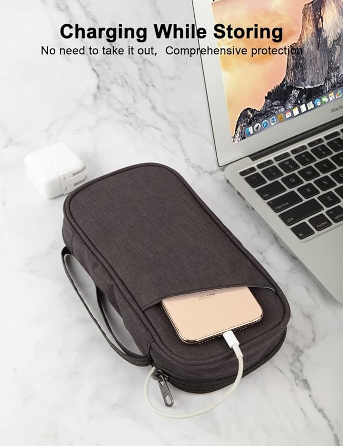 GOX Electronic Cable Tech Cord Organizer Travel Case Small Cable Storage Bag for Earbuds Charger Pouch