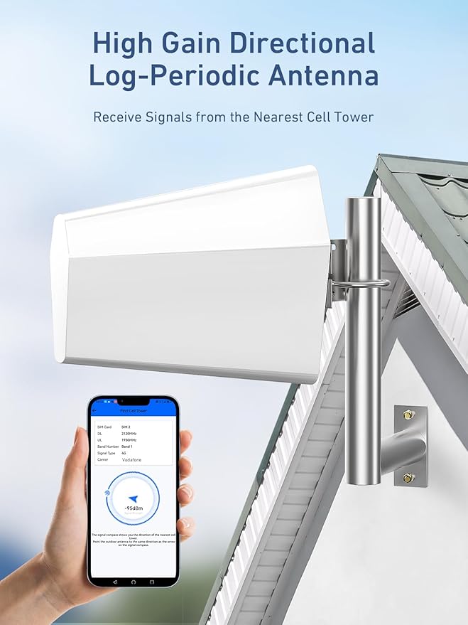 Cell Phone Signal Booster for Home | Boosts 4G LTE & 5G on Band 2/4/5/12/13/17/25 | Up to 4,500 Sq Ft for Verizon AT&T and All U.S. Carriers | APP Online Support | FCC Approved