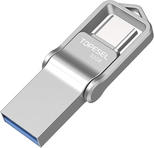 TOPESEL 32GB USB-C Flash Drive - Waterproof Type-C & USB-A Thumb Drive for Computer, Mac, Smartphone & Tablet
