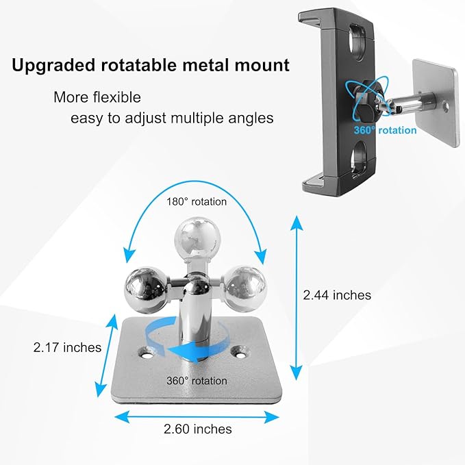 Tablet Wall Mount Holder, Angle Adjustment Wall Mount Tablet Holder Stand Arm Bracket [Sticky and Drill Ways for Choice] for iPad Tablets and smartphones, Ideal for Office Kitchen and Bathroom