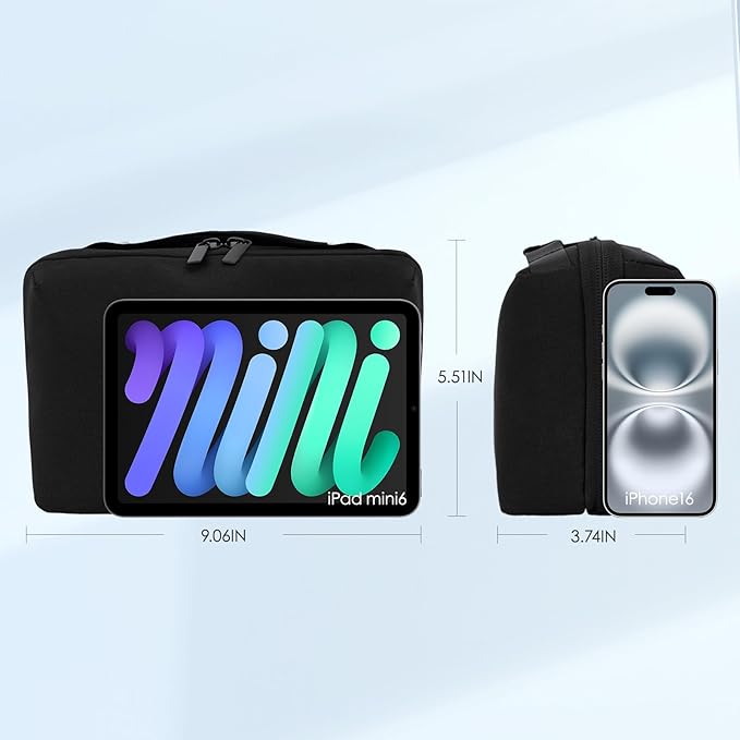 LENTION Electronics Organizer, Tech Organizer Travel Case, Tech Pouch, WaterProof Cable Bag, Cord organizer Travel Essentials Bag for AirPods, Cords, Charger, Power Bank (M378 Black)