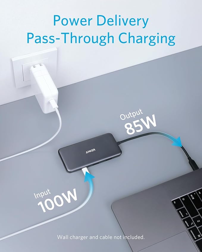 Anker USB C Hub (7-in-1), with 4K HDMI, 85W Power Delivery, USB-C and 2 USB-A 5Gbps Data Ports, microSD and SD Card Reader, for MacBook Air, MacBook Pro, XPS, and More
