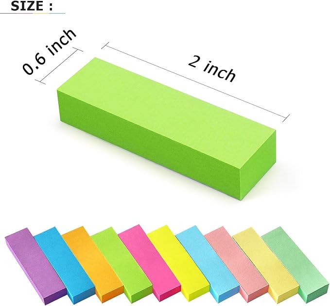 30 Pads 0.6x2 Inch Sticky Notes Flags Tabs Page Markers 10 Bright Color Sticky Index Tabs Page Flags 80 Sheet/Pad