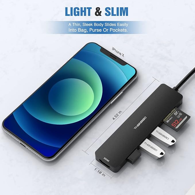 USB C Hub Multiport Adapter USB C Dongle for MacBook Pro, 7 in 1 Dongle USB-C to HDMI, 3 USB 3.0 Ports, SD/TF Card Reader Compatible for MacBook Pro, XPS More Type C Devices