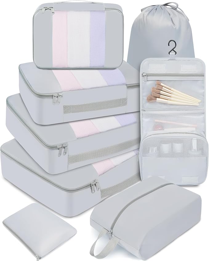 BAGAIL 6 Set/8 Set/10 Set Packing Cubes Various Sizes Packing Organizer for Travel Accessories Luggage Carry On Suitcase