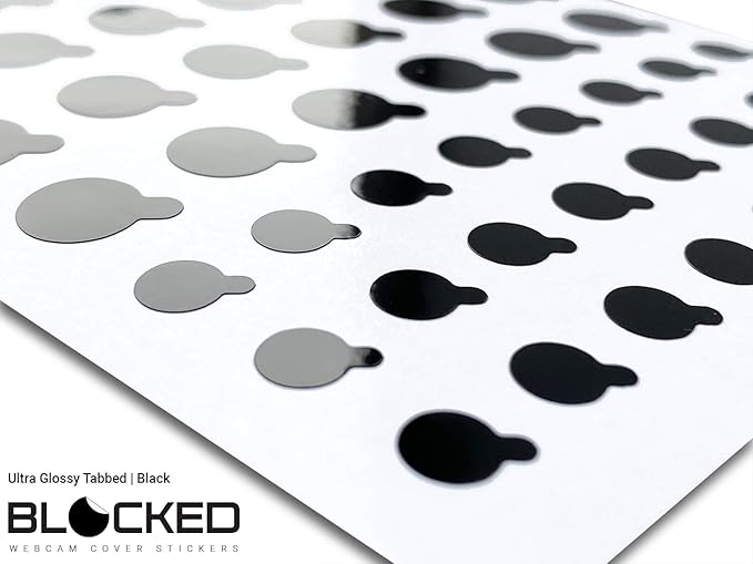 BLOCKED Stackable Webcam/Camera Vinyl Covers | 456 Low-Tack Restickable Webcam Stickers | Multi Finishes, Colors, & Sizes | 6-Pack Variety