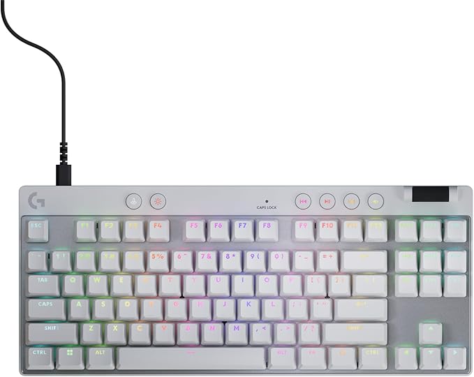 Logitech G PRO X TKL Rapid Tenkeyless Wired Gaming Keyboard with Magnetic Analog Switches, RGB - White, PC Gaming Keyboards, Pro