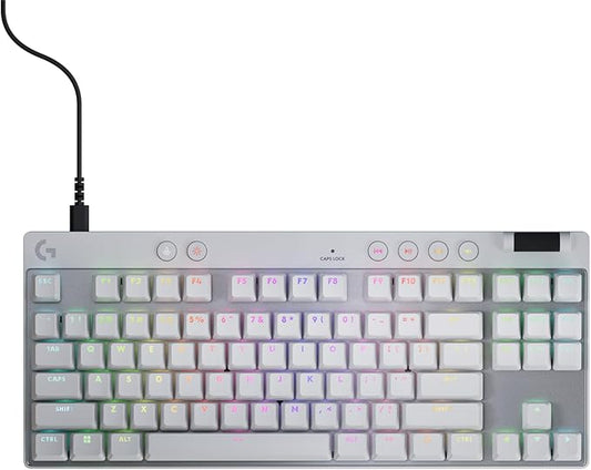 Logitech G PRO X TKL Rapid Tenkeyless Wired Gaming Keyboard with Magnetic Analog Switches, RGB - White, PC Gaming Keyboards, Pro