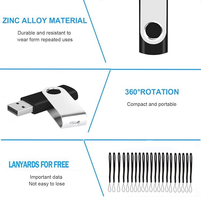 1GB Bulk Flash Drive 200 Pack, EASTBULL USB 2.0 Flash Drives Bulk Thumb Drives Bulk USB Drive Pack (Black)