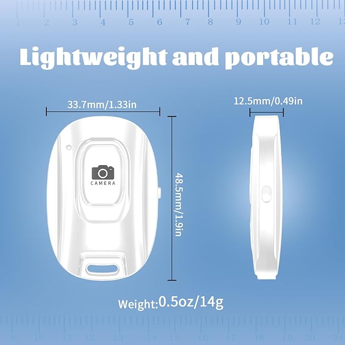 MAIRAN Rechargeable Wireless Camera Remote Shutter for iPhone and Android Smartphones, Bluetooth Phone Remote Control,Selfie Button for Photos and Videos Charging Cable Included-White