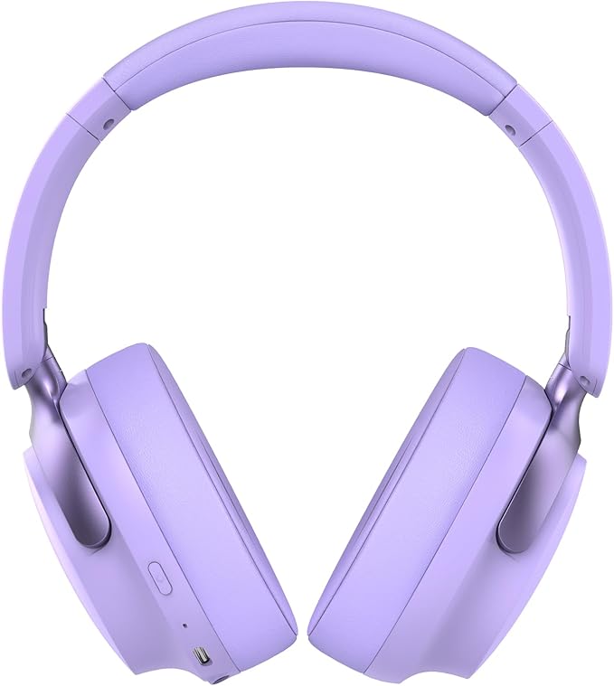 RORSOU B8 Bluetooth Headphones Over Ear, 6 EQ Music Modes and 50H Playtime Deep Bass Wireless Headphones with Mic, Lightweight Folding HiFi Stereo Headset for iPad/Travel/Tablet/PC/Home Purple