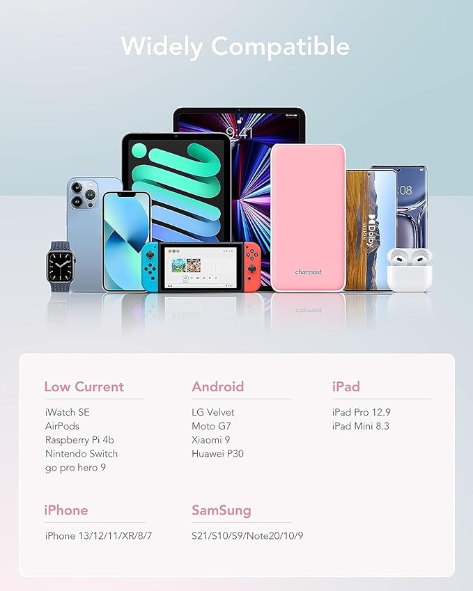 Charmast 26800mAh Slim Portable Charger Power Bank, 15W Fast Charging Battery Pack, Travel Essentials Compatible with iPhone 16/16 Pro/16 Pro Max, iPhone15/14/13/12 Series, iPad, Samsung etc