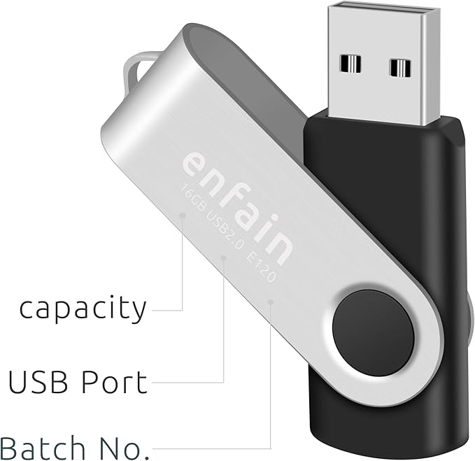 Enfain USB 3.0 64GB Flash Drive Shareable 10 Pack for Universal Data Storage at Home & The Office, Write Speed 25MB/s, Read Speed up to 90MB/s (Black)