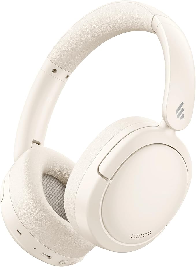 Edifier V80 Hybrid Active Noise Cancelling Headphones, True Wireless Over Ear Bluetooth Headset with 45H Playtime Hi-Res Audio Fast Charging Multipoint Connection for Travel Home Office - Ivory