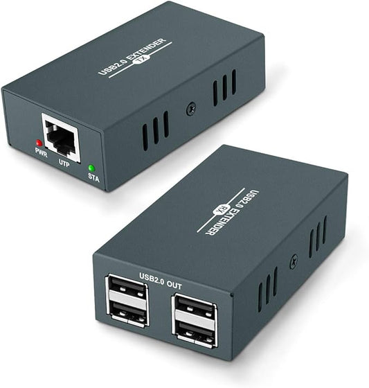 USB 2.0 Hub Extender Kit - 4 Hubs, 165ft (50m) Up to Cat7 LAN, Plug & Play, No Driver Needed