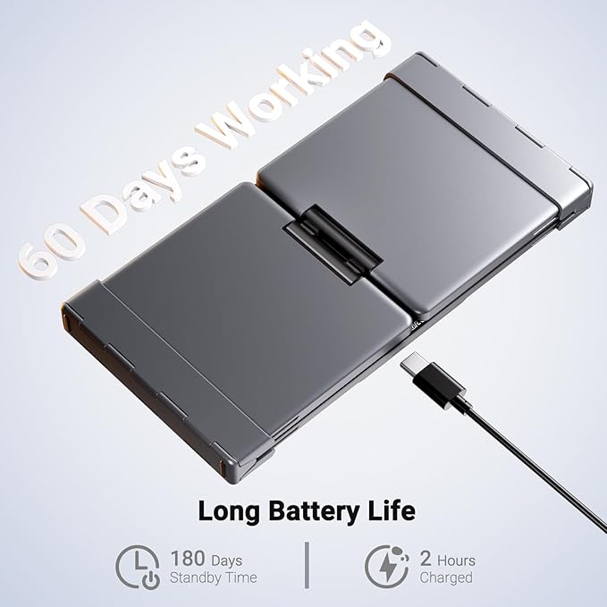 iClever Foldable Bluetooth Keyboard, BK18 Foldable Keyboard with Touchpad and Number Pad, Portable, Rechargeable, Pocket Size for Travel, Compatible with iPad, iPhone, Laptop