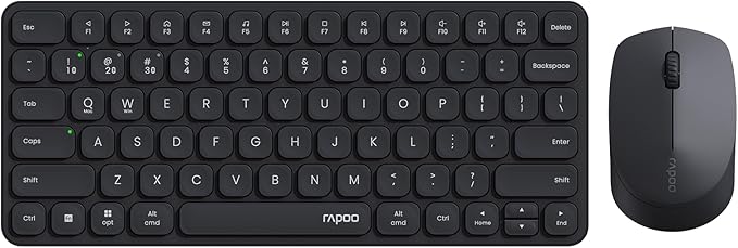 Rapoo 9010M Multi-Device Keyboard and Mouse Combo, 2.4GHz/Bluetooth 5.0/4.0 Wireless Keyboard & Mouse Set for Windows/Mac/Linux/Chrome, Support 4 Devices, Low-Profile Silent Click, Battery Powered