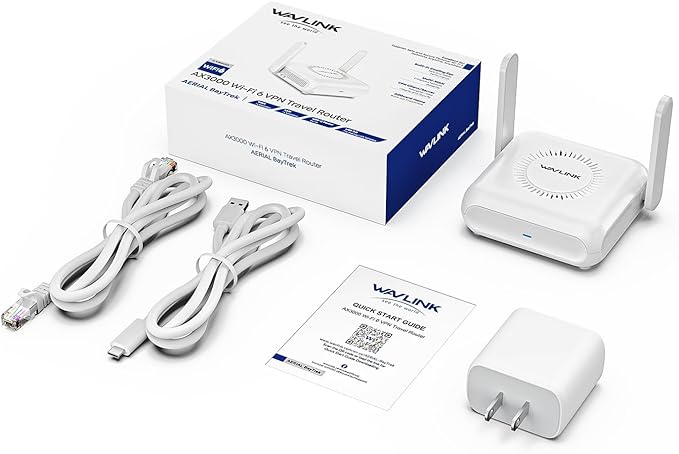 WAVLINK AX3000 Travel Router Portable WiFi 6 Router with Gigabit Ethernet, WireGuard/OpenVPN, Pocket-Sized for Business Travel, Secure Hotspot for Hotel/Cruise Ship/RV/Airplane