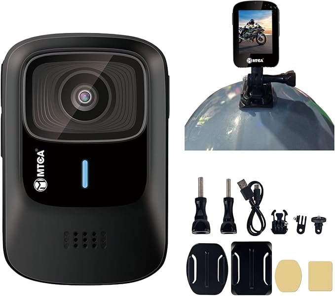 Helmet Action Camera – 4K Ultra HD 16MP Waterproof Sports Cam, 145° Wide-Angle, Includes Helmet Mount & Accessories for Motorcycle, Bike & Outdoor Adventures(can Connect Phone via WiFi)