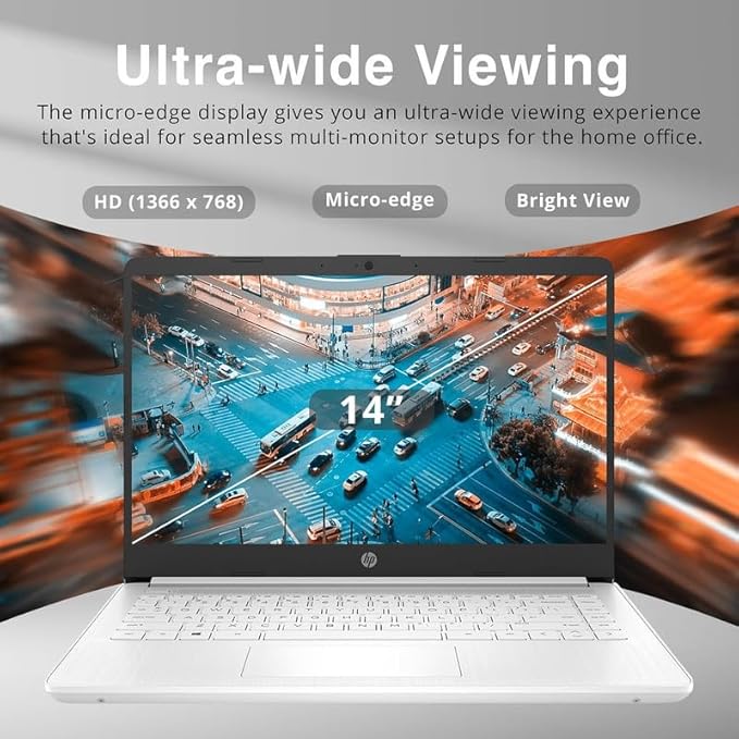 HP 2024 Premium 14" Micro-edge Portable Laptop Student Business, Intel Quad-Core N4120, 16GB RAM, 384GB (128GB eMMC+ 256GB Card), Webcam, WiFi, Windows 11S + 1 Year Office 365, MarxsolAccessory Silver