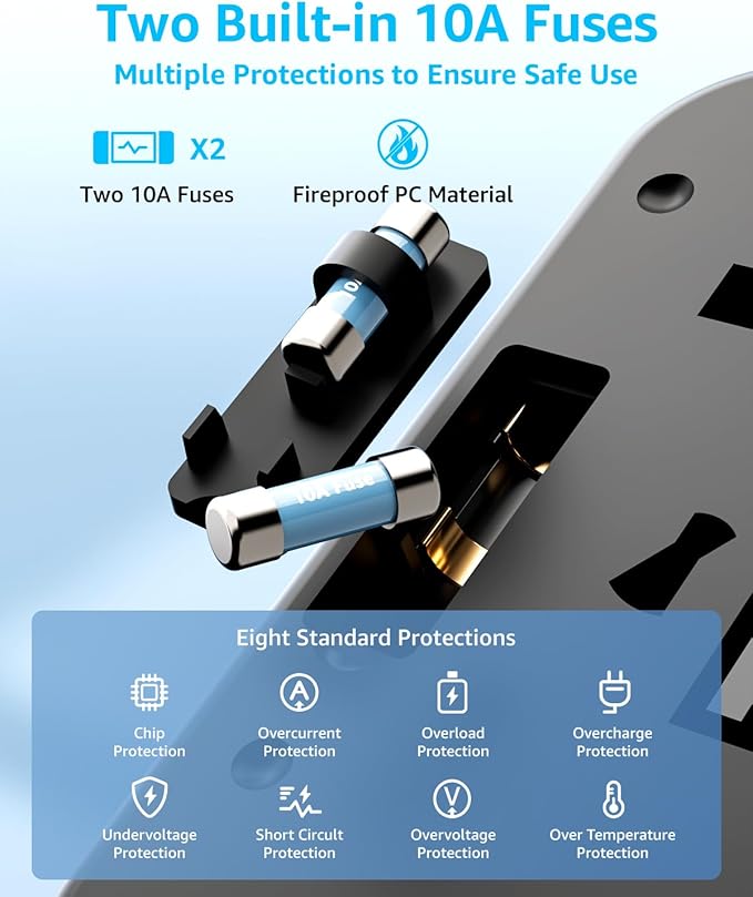 Universal Travel Adapter, International Travel Plug Adapter with 3 USB-C ＆ 2 USB-A Ports(Total 30W), All in One Portable Adaptor, for USA, UK, EU, AU ＆ 224+ Countries (Black)