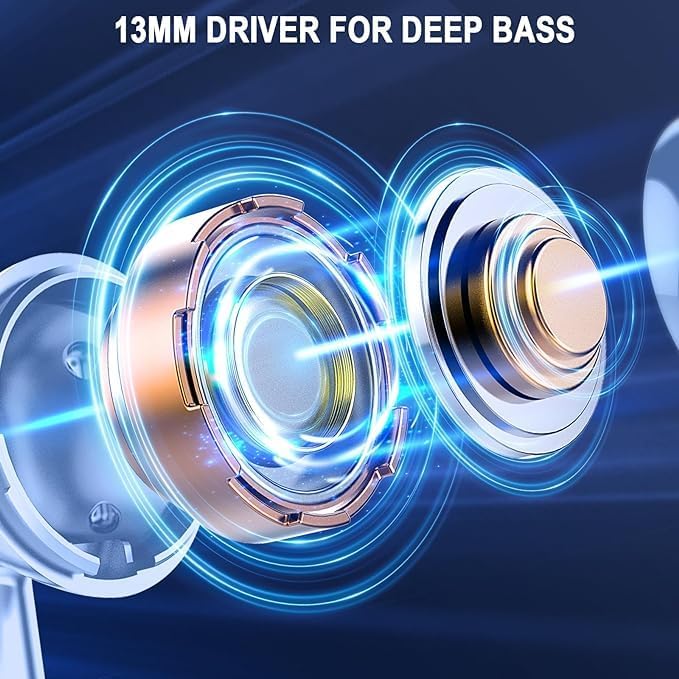 Wireless Earbuds Bluetooth 5.4 , Ear Buds LED Power Display Headphones 6D Stereo, Bluetooth Earbuds in-Ear Noise Cancelling Mic, 40H Playback Mini Case IP7 Waterproof Sports Earphones for Android iOS