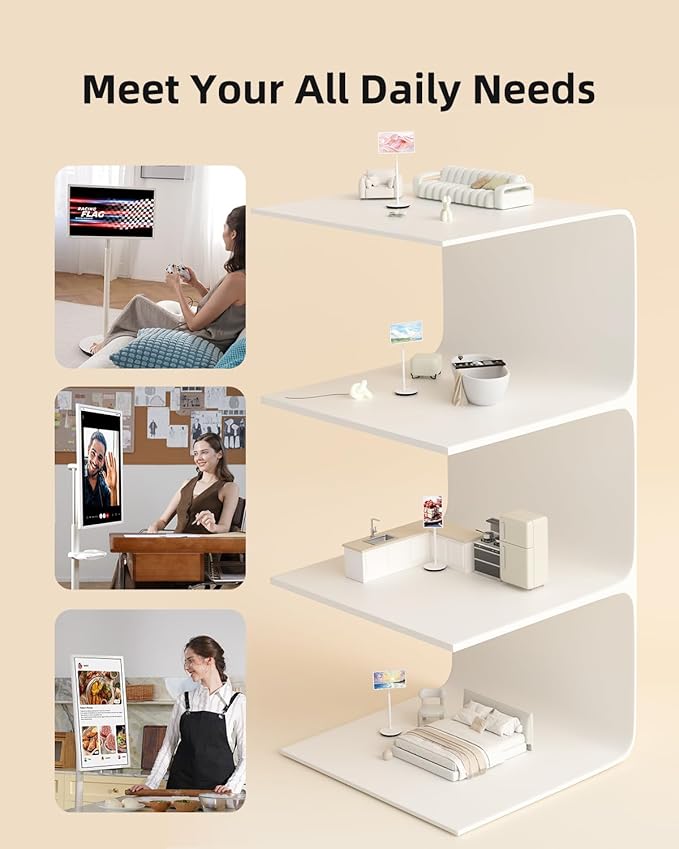 KTC 27 Inch Portable TV Monitor - 1080P Touch Screen Gaming Computer Monitor, 60Hz, Bulit-in Camera, Compatible with Google TV, 4000:1 Contrast, 9500mAh Battery, Tilt/Swivel/Pivot/Height Adjustment